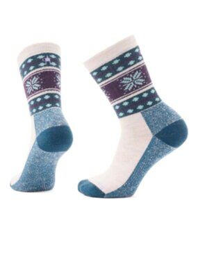 SmartWool Women's XL Everyday Cozy Snowflake Dream Socks NWT Blue Moonbeam